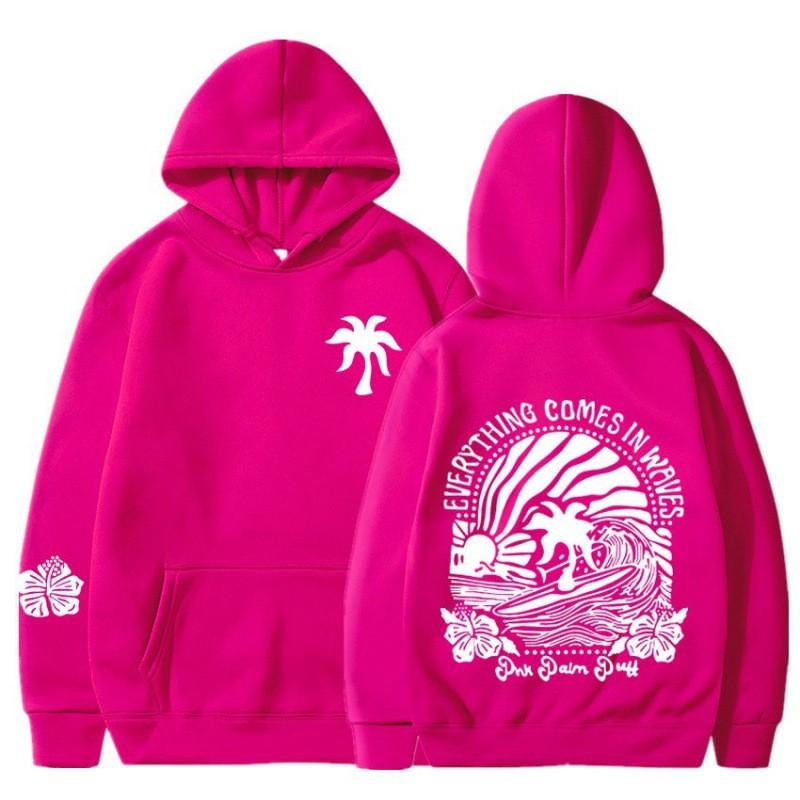 Mens Hooded Sweatshirt With Sunset Print Loose Fit Long Sleeve Casual Streetwear