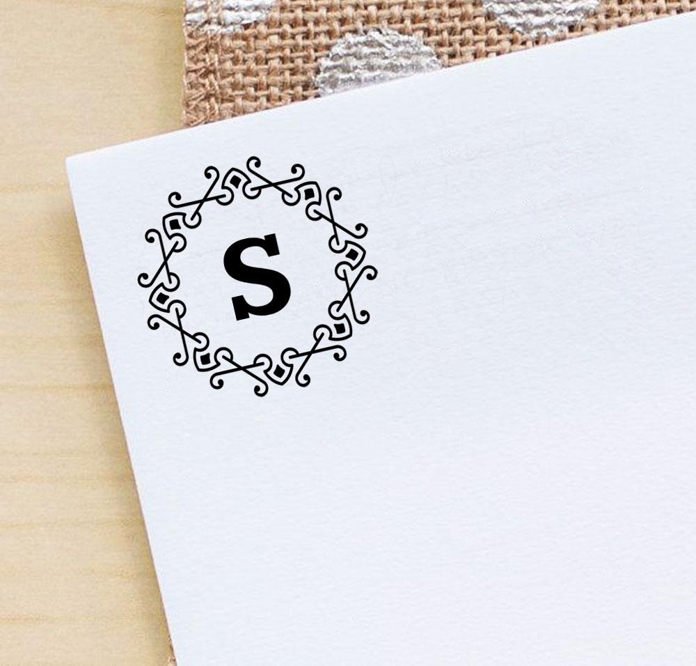 Printtoo Alphabet S Monogram Octagon Celtic Swirl Frame Self Inking Rubber Stamp Office