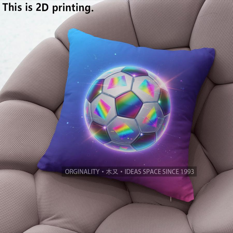 Holographic Soccer Football Throw Pillow Covers Pattern Cushion Cover Suitable For Sofa Bedroom Car Pillow Cover