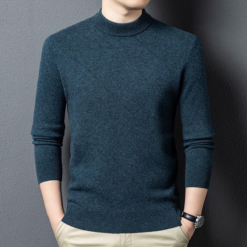 Men's Winter 100% Wool Round Neck Pullover Sweater