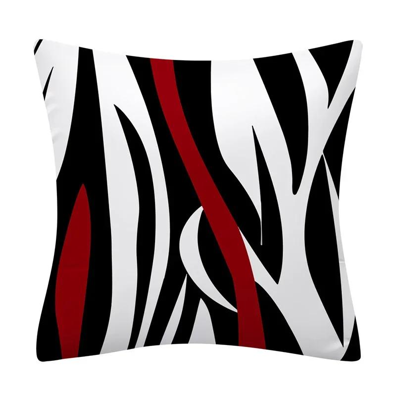 Red Black Pillow Cover Polyester Printed Abstract Cushion Case Sofa Home Decor xcm Bedroom Living Room Throw Pillowcase Gift
