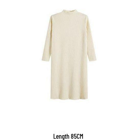 Женское вязаное шерстяное зимнее платье большого размера, утолщенное, длинное, с полувысоким воротником