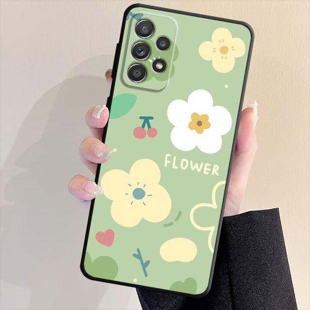 Мягкий чехол-бампер из ТПУ для Samsung Galaxy A53 A23 A71 A31 A51 A22 A13 A32 A21s A72 A33 A52 A14 A73 A52s A11 A12 A91 с цветочным принтом