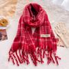 Ankola Red Wool Plaid Scarf Women's Winter High-end Sense Atmosphere Shawl for Boyfriend and Girlfriend
