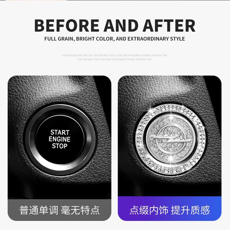 NPT1 Car One-Click Start Stop Engine Crystal Rhinestone Metal Decor Cover For Opel Opc Astra K Vivaro Corsa Zafira Insignia Mokka