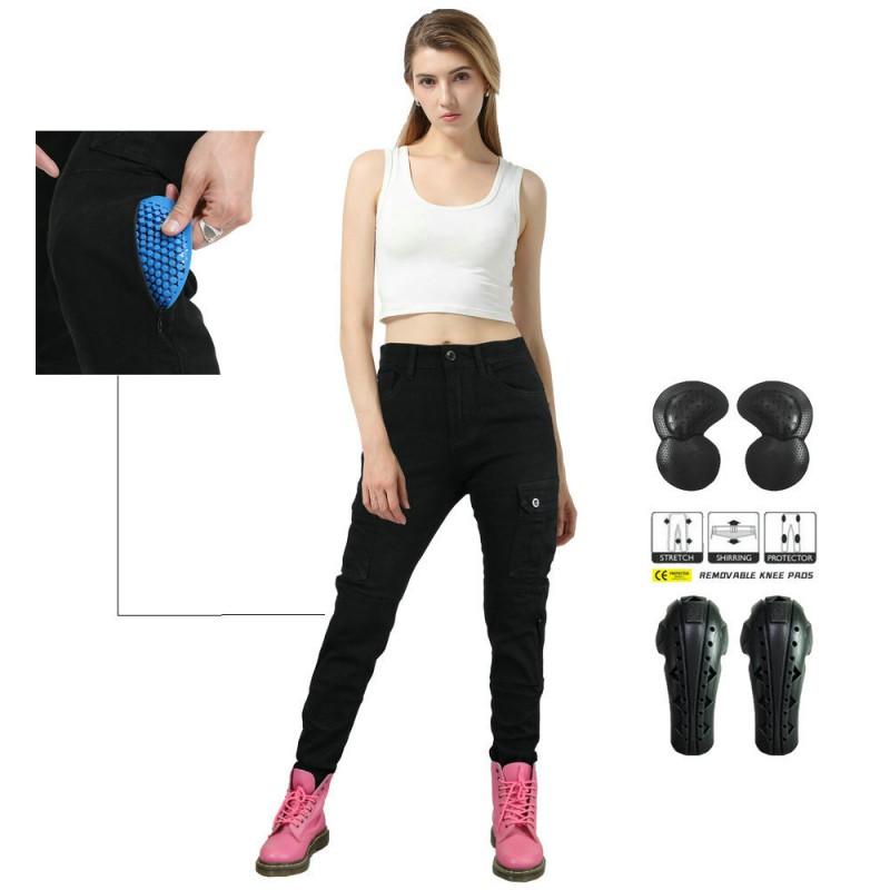 Womens Motorcycle Riding Pants With Protective Padding Cotton Blend Casual Biker Jeans Season