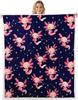 Cute Pink Axolotl Blanket Soft Fleece Throw Cherry Blossom Design Fantasy Art Kids Room Decor