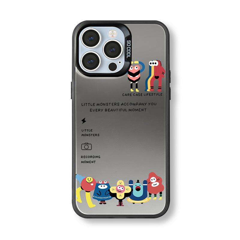 Cute Couple Monster Case for Apple iPhone 15 Pro Max, iPhone 14, Matte Laser Design, 13/12 Pro