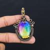 Rainbow Solar Quartz Gemstone Pure Copper Wire Wrapped Handmade Pendant Jewelry For Gift