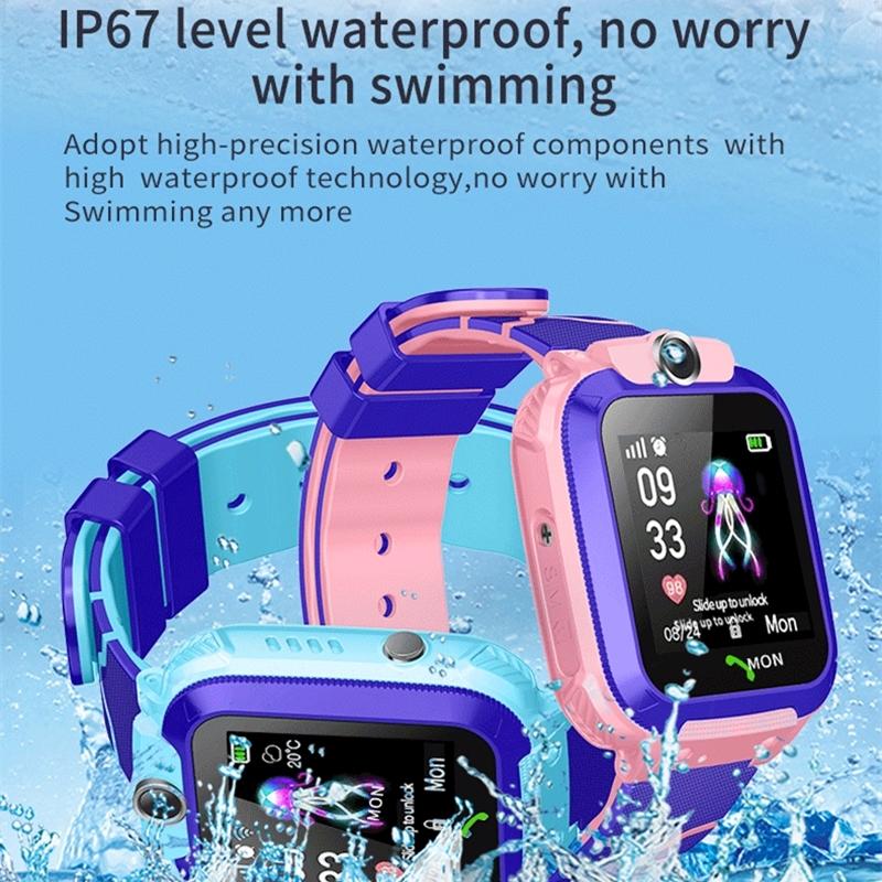 Aishi Q12 Kids Smart Watch IP67 Водонепроницаемый Sos Камера Телефон 2G Sim Карта Голосовой Вызов Lbs Местоположение Детские Часы Smartwatches Подарок