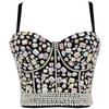 Crystal Rhinestone Diamond Acrylic Stone Pearls Camis Corset Bras Push Up Crop Top Women Carnival Club Party Cropped