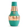 Pure Copper Bottle with Inbuilt Glass, Surahi Design Green Half Silk Half Hammered Finish, Drinkware & Storage Purpose - Volume 1.25 Litre (Pack of 2)