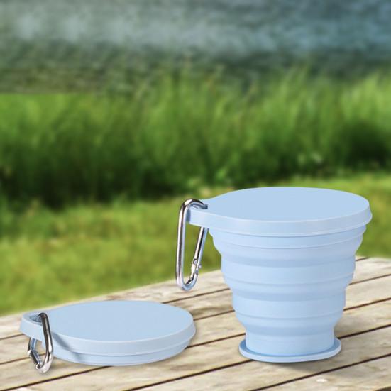 Складной силиконовый стакан для воды с ручкой-карабином 180 мл, портативный дорожный стакан для мытья, контейнер для воды с широким горлышком для кофе, напитков, соков