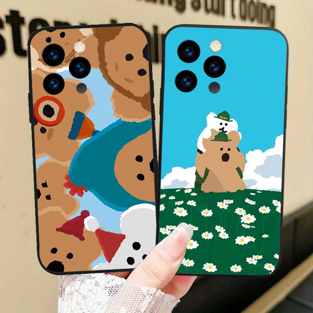 Cartoon Animation D-Dinotaeng Phone Case For IPhone 17 Air 16 15 14 13 Pro Max 11 12 Black Silicone Cover