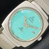 Б/У TITONI AIRMASTER ROTOMATIC SWISS MENS TURQUOISE BLUE DIAL WATCH A431427-2 R107-a431427