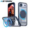 KEYSION Противоударный матовый прозрачный чехол для MagSafe для iPhone 17 17 Air с вращающейся на 360° магнитной подставкой-кольцом, задняя крышка для телефона