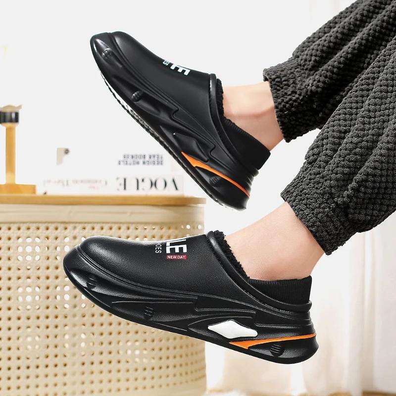 2024 Новые мужские тапочки зимние хлопковые высококачественные повседневные уличные нескользящие модные мужские туфли Эва легкие парные тапочки