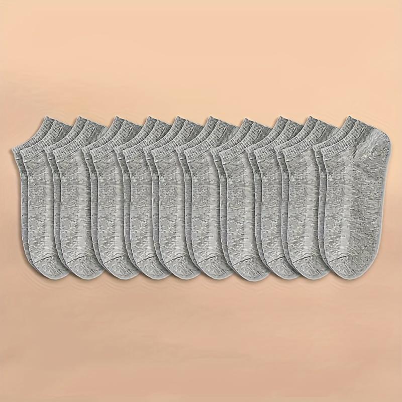 Унисекс 10 пар однотонных носков Мягкие Легкие Низкие носки-подследники Оптом Черные Белые Серые Мужские Женские Чулки Носочно-чулочные изделия
