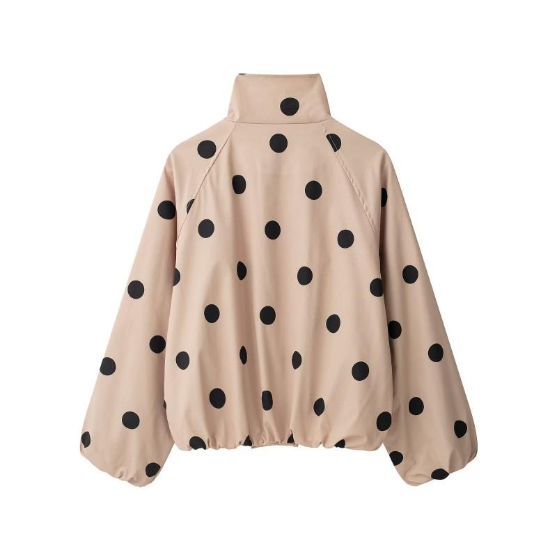 2026 Womens Polka Dot Street Fashion Bomber Jacket W03 7321