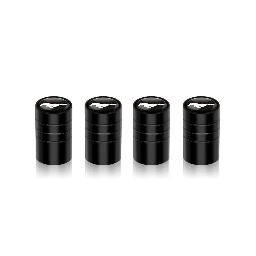 AJZ1 4PCS Car Badge Wheel Tires Valve Caps Tyre Valve Stem Covers For Ford Mustang Shelby Edge Kuga Transit Fiesta Mondeo Ghia