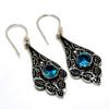 Swissblue Topaz Gemstone 925 Silver Plated Handmade Jewelry Earring 1.89"