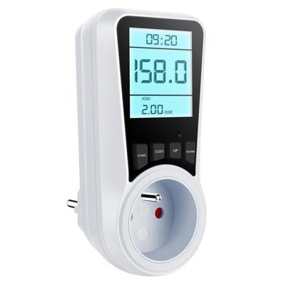 AIMOONSA Wattmètre Prise - Compteur D'énergie LCD, 7 Modes, Mémoire 90 Jours, Protection 3680W/16A