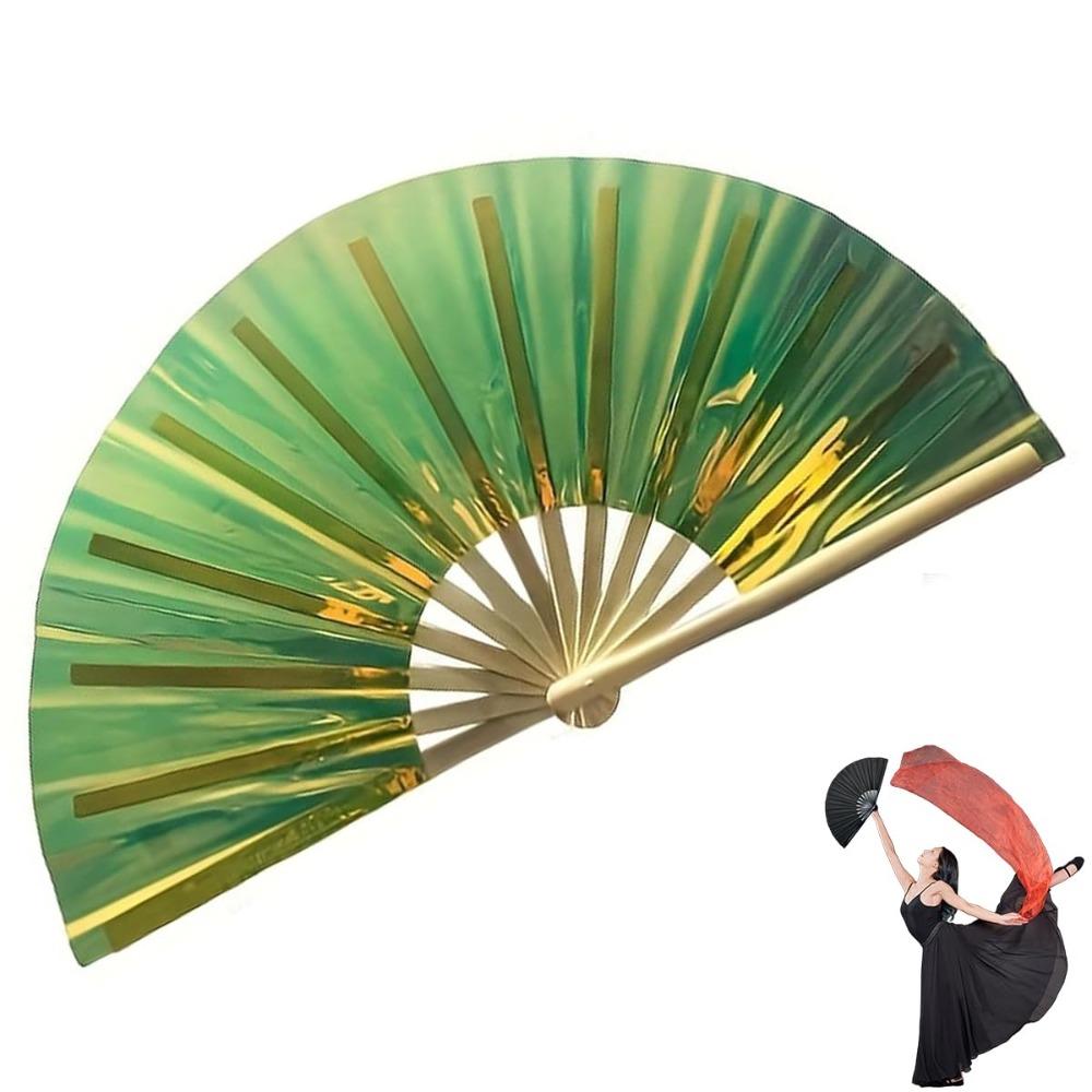 PVC Tai Chi Fan Ten Inch Glitter Hand Fan for Line Dancing, Parties, and Events