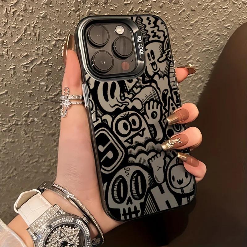 Защитная крышка с узором 'Монстр Череп' в стиле граффити для серии iPhone 17 16 15 14 13 12 11 16E Pro Max Plus