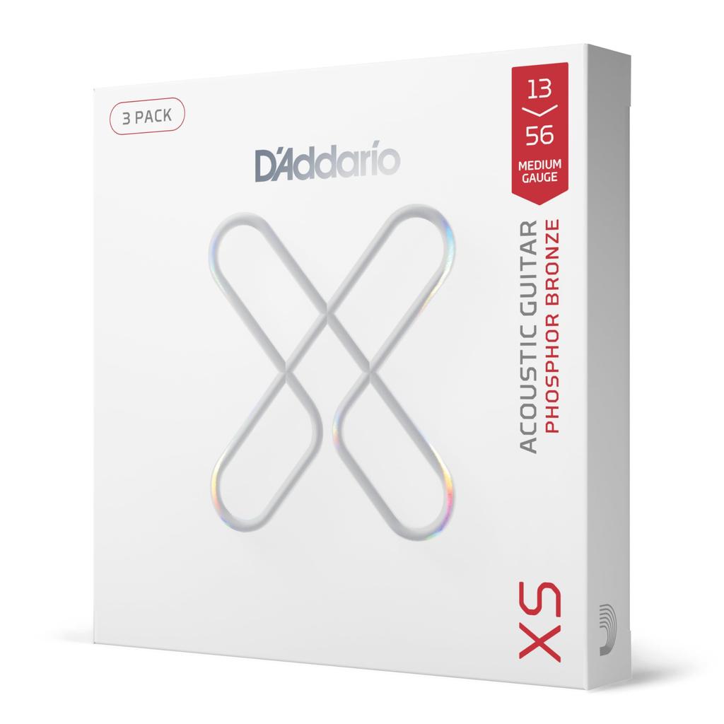 D Addario D'Addario XS Покрытые Фосфорная Бронза Струны для Акустической Гитары Средние .013-.056 XSAPB1356-3P Упаковка 3 Комплекта