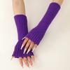 Girls Colorful Warm Knitted Arm Sleeves Soft Stretchy Casual Long Fingerless Gloves Lolita Decoration Mitten