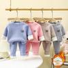 Children's Warm Clothing Set New Winter Boys' Underwear with Fleece Lining Thickened Girls' Autumn and Winter Children's Clothing