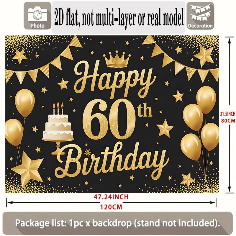60th Birthday Party Backdrop Polyester Banner Photo Booth Decoration 131