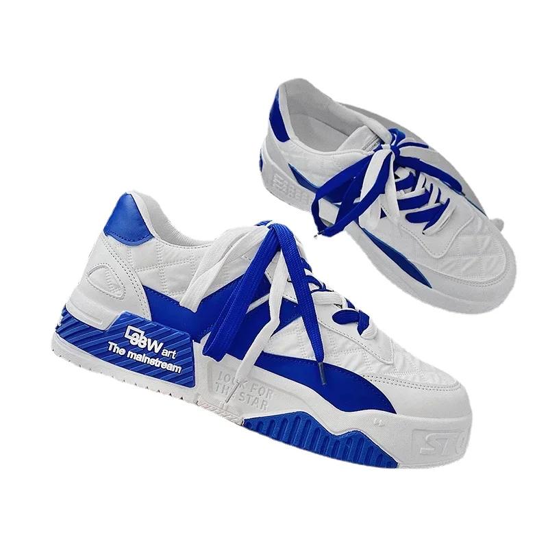 Fashion Designer Shoes Men Casual Platform Sneakes Two-tone Lace Up Trainers Fashion Student Sneakes Mens Vulcanized Tenis Masculino544
