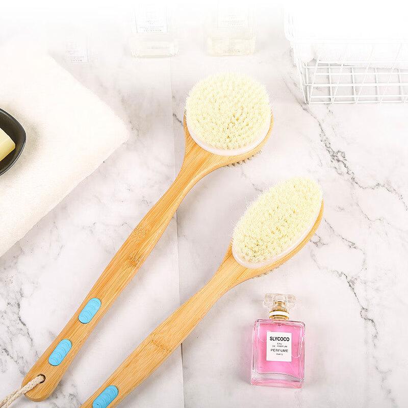 Jingxun Bath Brush, Double-Sided Long Handle Shower Brush, Back Scrubber, Massage Brush, Back Exfoliating Brush, Oval Shape, 1 Piece