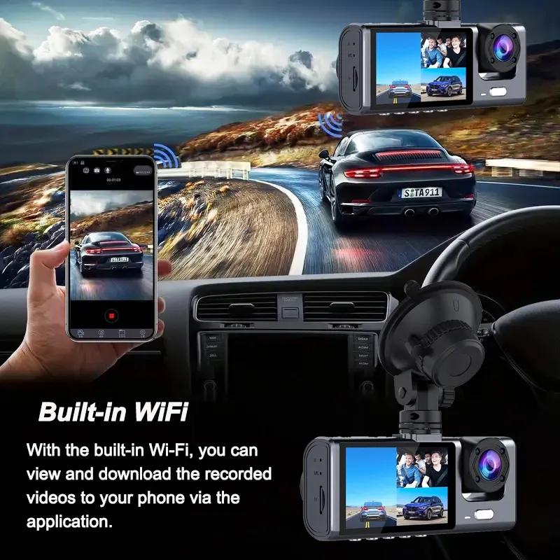 3Channel WIFI APP Dash Cam for Cars Recorder Video Car Dvr Rear View Camera for Vehicle Dash Camera Black Box Car Assecories