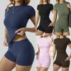 2025 Yoga Wear New Style: Sports Set with Tight Top & Peach Butt Pocket Shorts