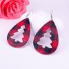 Trendy Multi-Layer Plaid Christmas Tree Leather Earrings