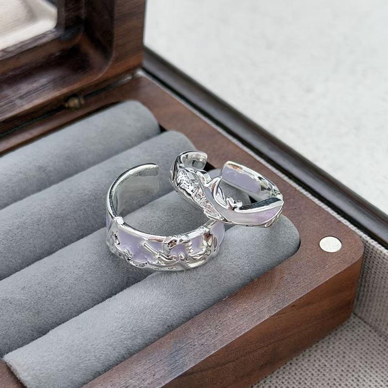 Atlantis Whale Enamel Gradual Change Opening Ring Niche High Sense Cold Wind Couple Ring Woman