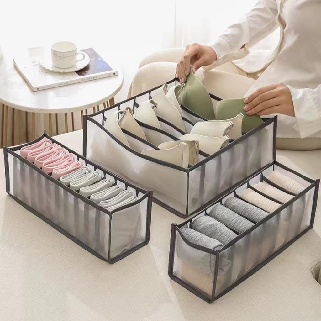 Storage Set, Mesh Divided Underwear Storage Box, Wardrobe Drawer Storage Artifact, Sorting Bag, Socks, Underwear Multi Grid Storage