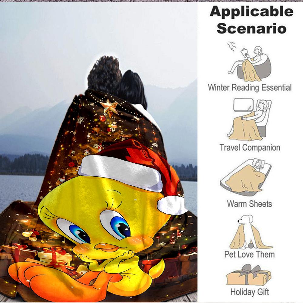 1pc Tweety Bird Blanket Lightweight Flannel Throw For Sofa, Bed, Travel, Livingroom, Office, Couch, Chair, And Bed