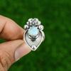 Natural Larimar Gemstone 925 Silver Statement Flower Adjustable Ring For Girls