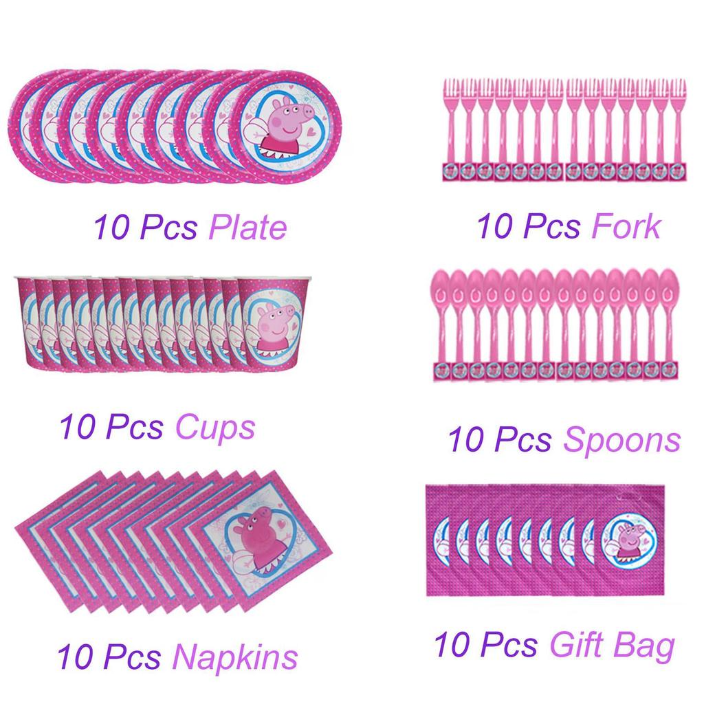 Peppa Pig Birthday Party Decorations Set Pink Pig Banner Cake Topper Kids Theme Party Supplies