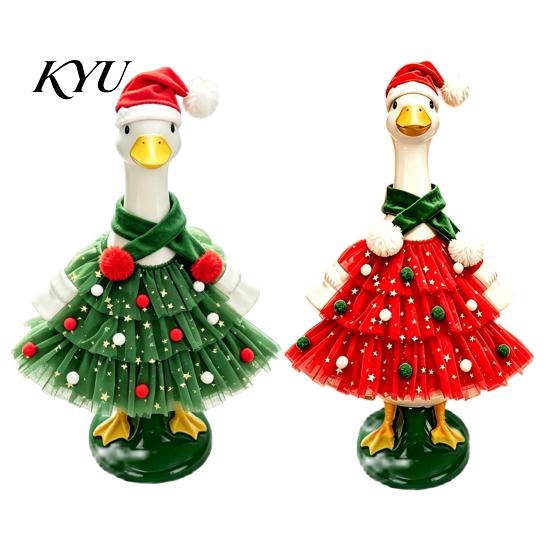 Christmas Goose Outfit Porch Outfit, Santa Dress with Plush Scarf And Outdoor Ornament Hat Apparel, Festive Winter Holiday Costume for Lawn Statue