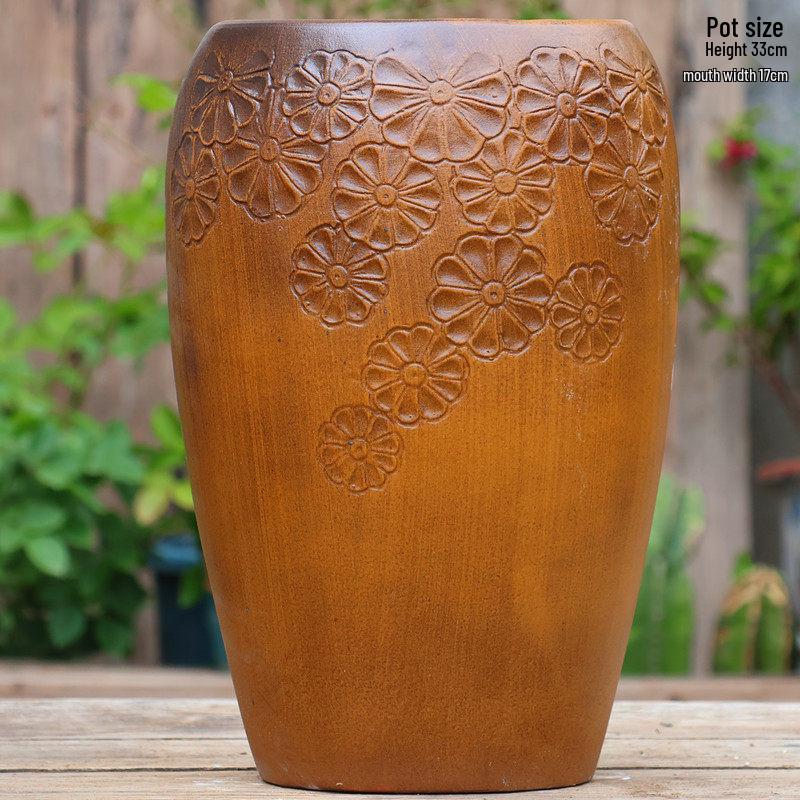 Большой керамический горшок ручной работы для суккулентов и орхидей - Дышащий, Грубозернистый глиняный горшок для бонсай