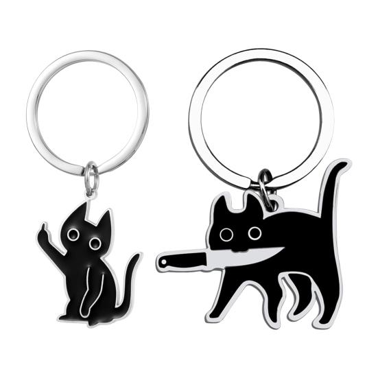 Брелок с подвеской в виде кошки для женщин и мужчин, любителей кошек, классный черный брелок с кошачьими вещами, автомобильные ключи, кошелек, подарок для дружбы