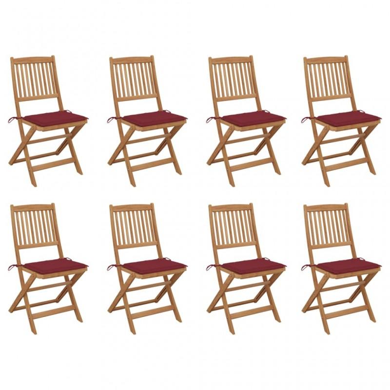 Day and Night - Day and Night Folding Garden Chairs 8 Units and Cushions Solid Acacia Wood