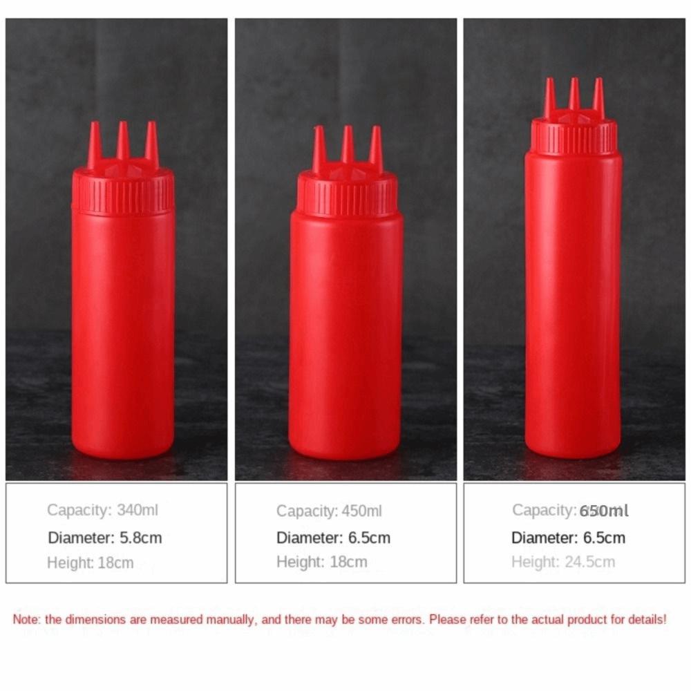 350/450/680 мл Пластиковая Бутылка для Соусов с 3 Насадками, Сжимаемая, Graduated Bottle, Банки для Салатной Заправки, Приправ, Приправ