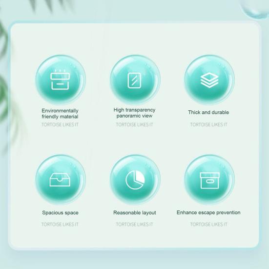 Акриловый террариум для черепах с платформой для купания Растения Полный обзор Визуально Среда обитания рептилий для черепах Крабов Раков