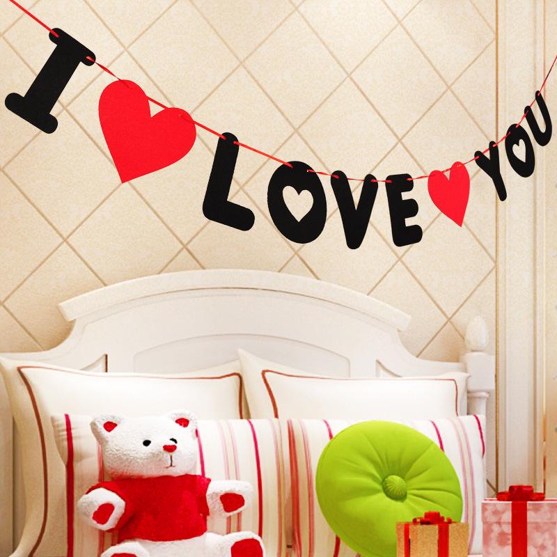 3M Pull Flower Banner Нетканый материал «Я ЛЮБЛЮ ТЕБЯ» Красные сердечки Свадебный декор Бантинг