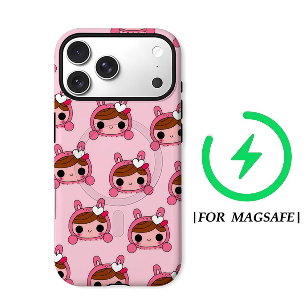 Bunny-EaredFor Magnetic Phone Case for IPhone 17 16 15 14 13 Pro Max Plus Single Double-layer Tough Case